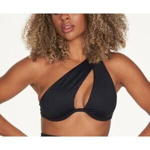 NEW Frederick's of Hollywood Taormina Black One-Shoulder Swimsuit Bikini Top